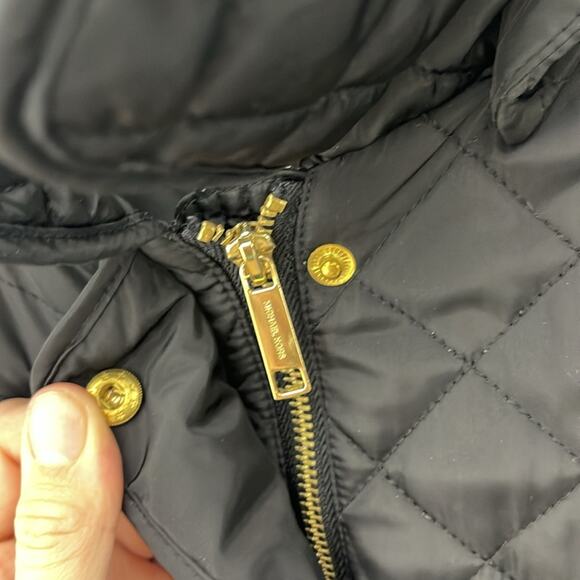 MICHAEL KORS Black Quilted Polyester Belted Hooded Winter Coat Size Small - Picture 4 of 9